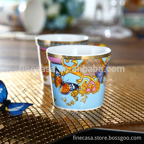 Luxury Fine New Bone China Gold Plated Small antique ceramic flower pots
